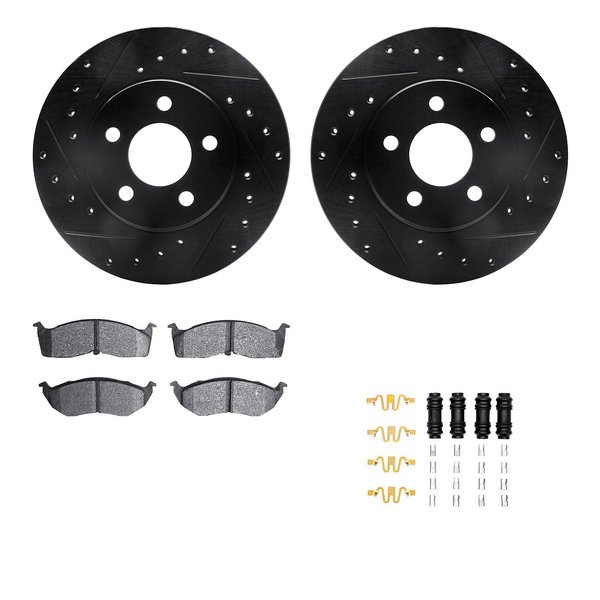 Dynamic Friction Co 8512-40127, Rotors-Drilled and Slotted-Black w/ 5000 Advanced Brake Pads incl. Hardware, Zinc Coated 8512-40127